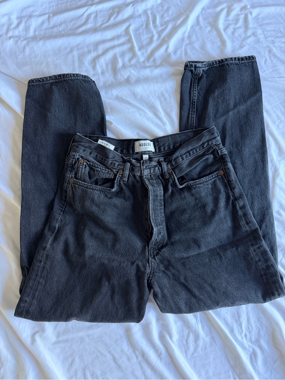Agolde Men's Straight Jeans in Washed Black